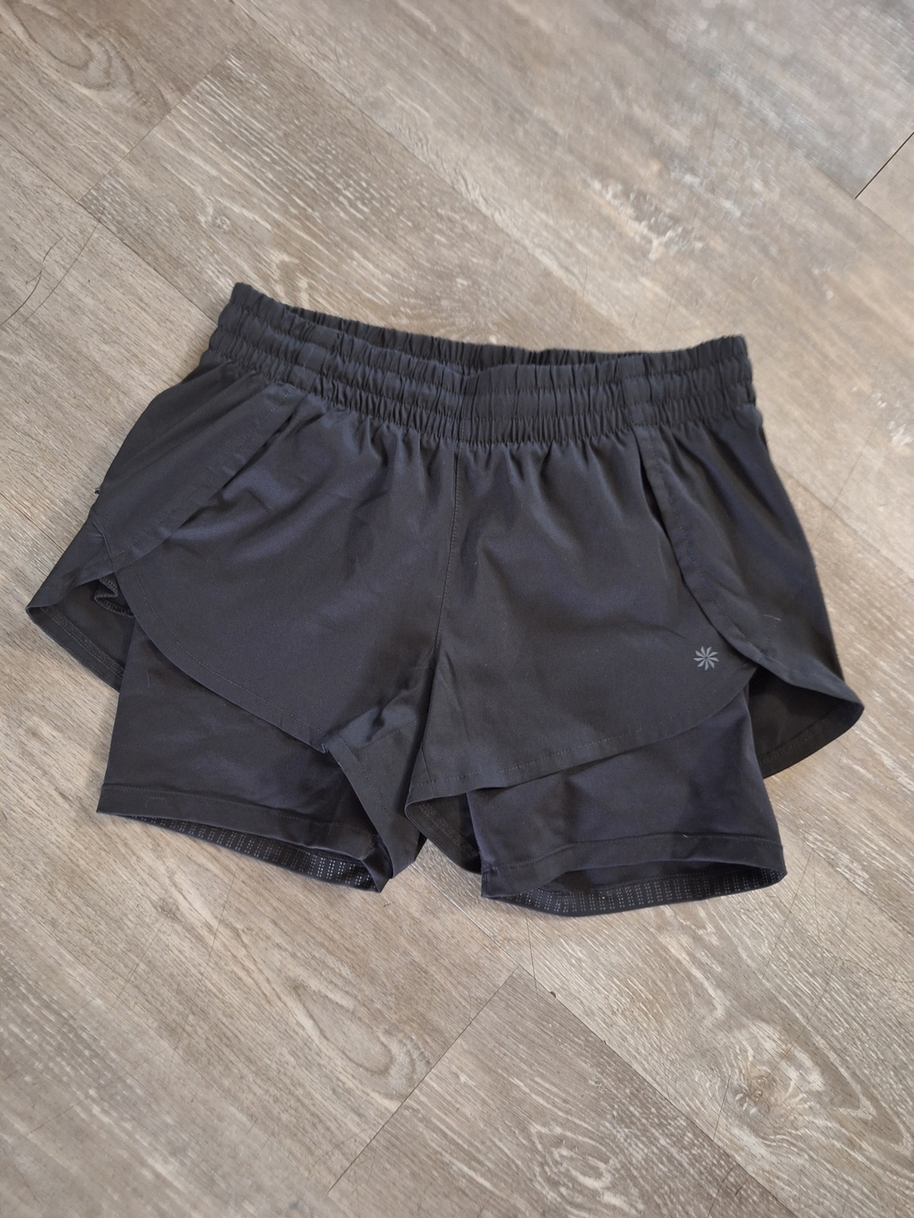 Athleta Black Layered Lined Athletic Running Performance Shorts